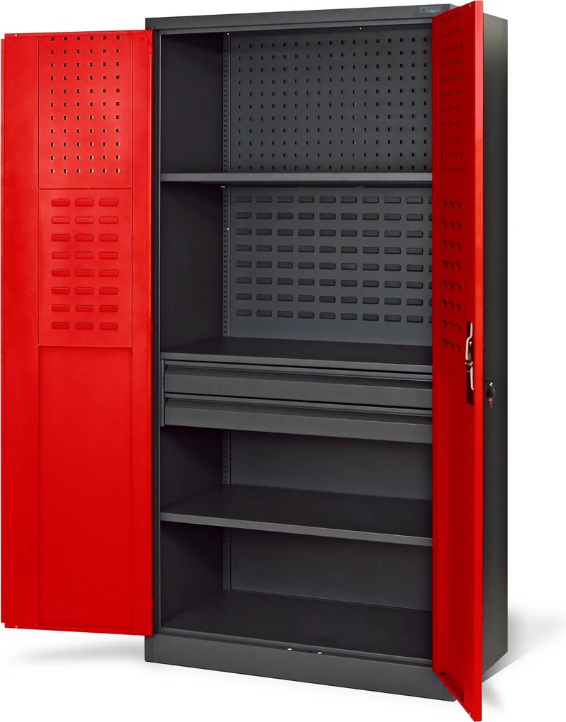 Szafa narzędziowa z 2 szufladami Szymon 92x50x185 cm antracyt/czerwony