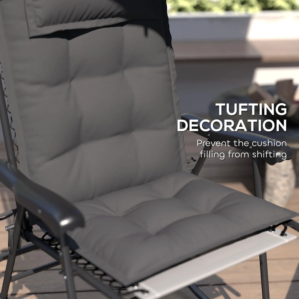 Outsunny Zestaw 2 Wodoodpornych Poduszek na Leżak Ogrodowy, Ciemnoszary 50x116x5 cm