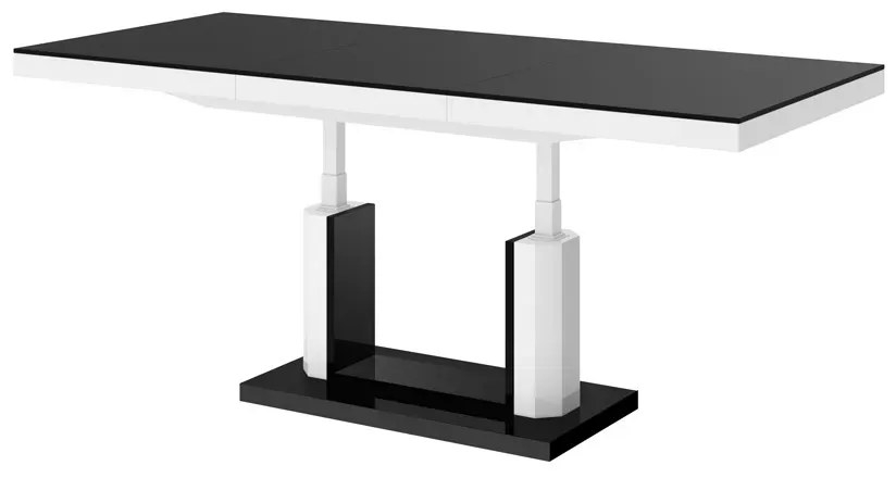 Ława QUADRO LUX 120(170)x75 czarny połysk/biały połysk rozkładana HUBERTUS