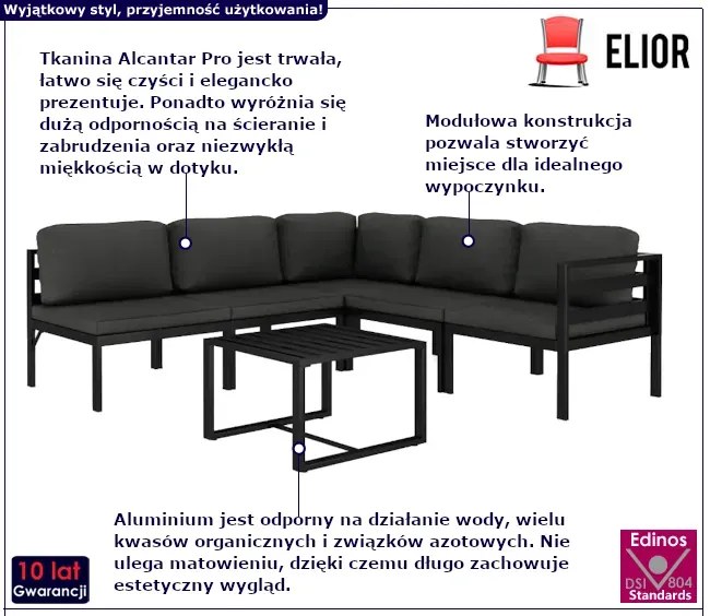 6-częściowy zestaw ogrodowy antracyt - Daso
