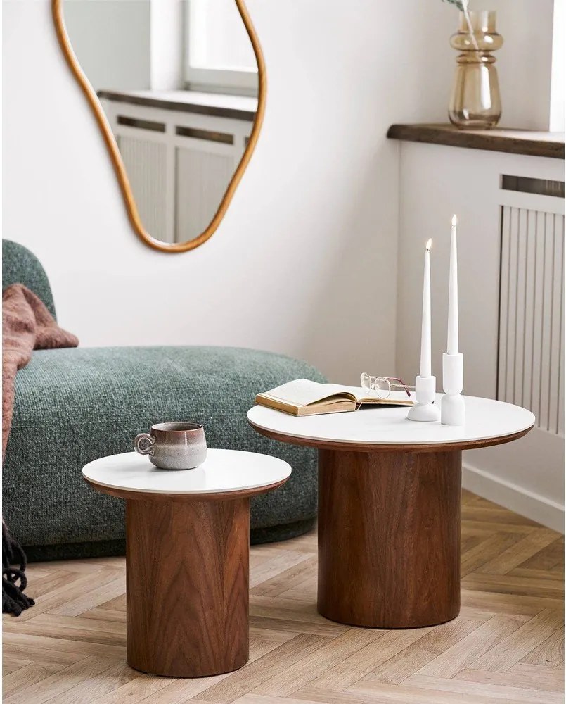 Okrągły stolik z ceramicznym blatem w ciemnym naturalnym kolorze ø 60 cm Noli – House Nordic