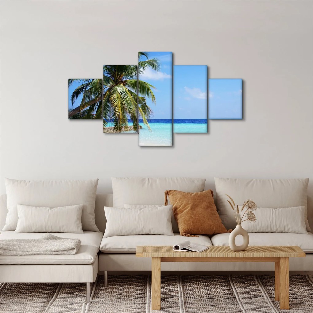 Obraz palmy na plaży (125x70 cm)