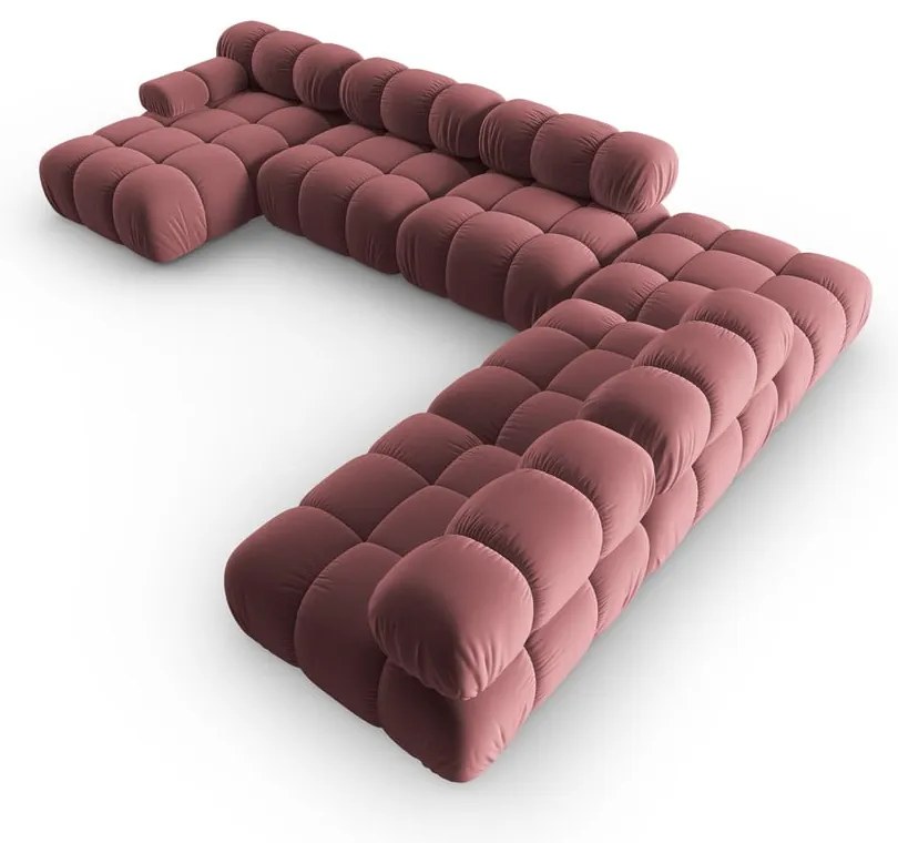 Różowa aksamitna sofa 379 cm Bellis – Micadoni Home