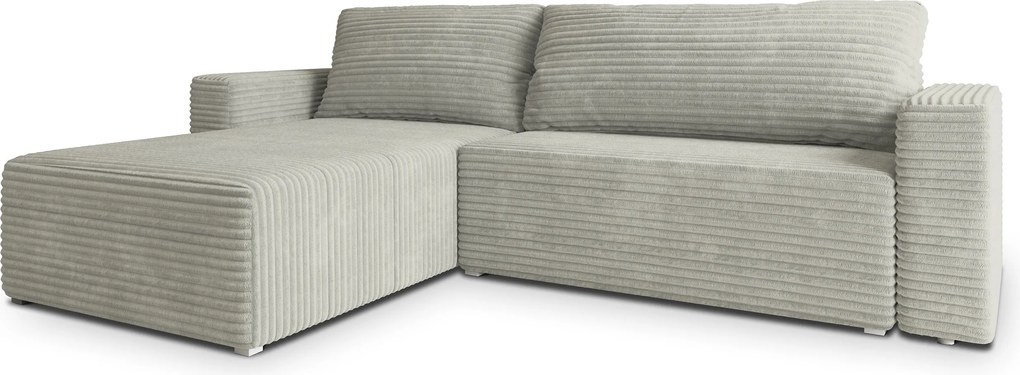 Masseno Narożnik CALTI z funkcją spania i pojemnikiem na pościel Narozniki L, Rozkładana sofa - Jasnoszary, TILIA 83