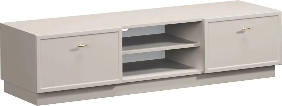 Szafka RTV Lorini 150 cm z szufladami - kaszmir / złote uchwyty T-bar