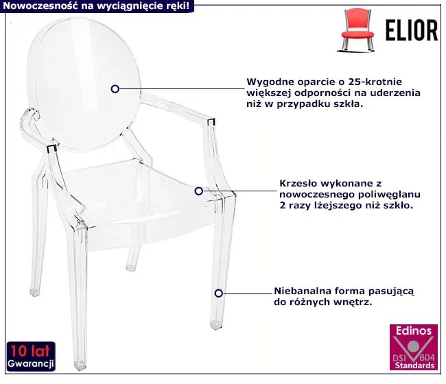 Transparentne krzesło ghost z podłokietnikami N7-E73
