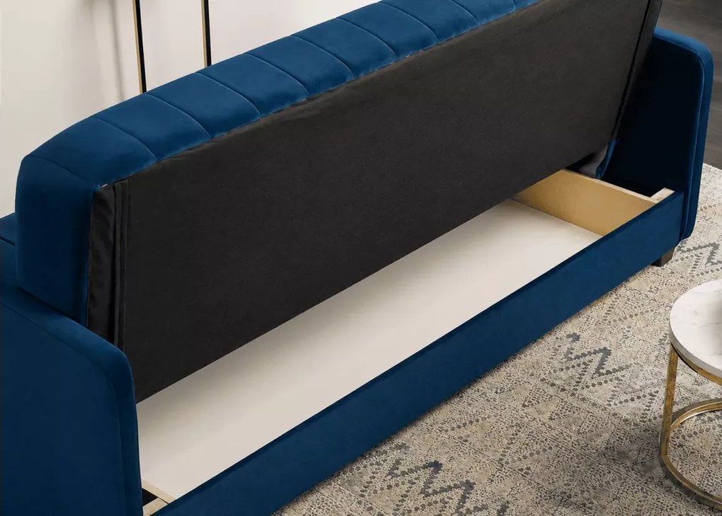 Sofa Okabiz 2-osobowa z funkcją spania, pojemnikiem i eleganckim designem