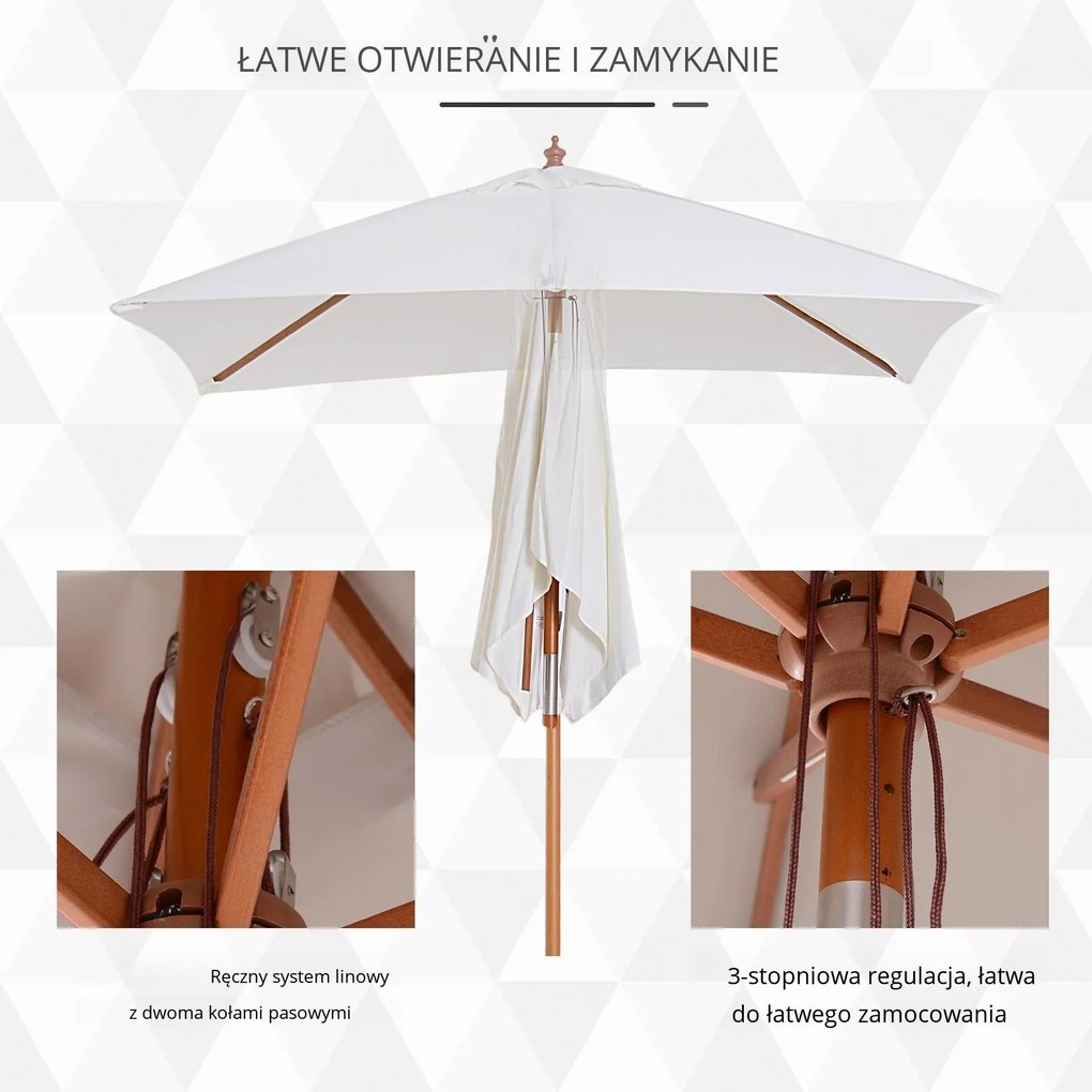 Outsunny Parasol Ogrodowy Składany KremowoBiały Praktyczny i Stylowy 200x150x235cm | Aosom PL