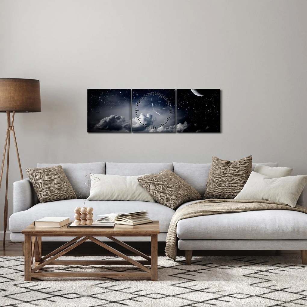 Obraz - Gwiaździste niebo (z zegarem) (90x30 cm)