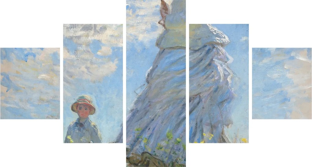 Obraz - Claude Monet, Woman with a Parasol - Madame Monet and Her Son, reprodukcje (125x70 cm)