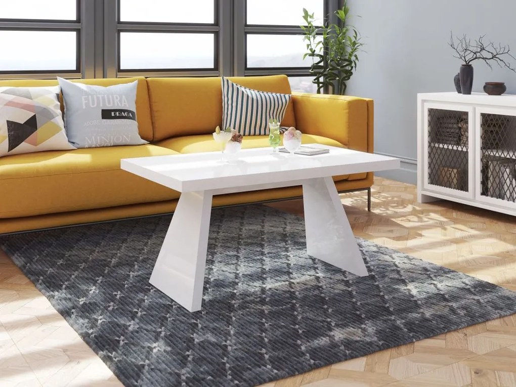 Nowoczesna ława pokojowa w wysokim połysku Ala biała