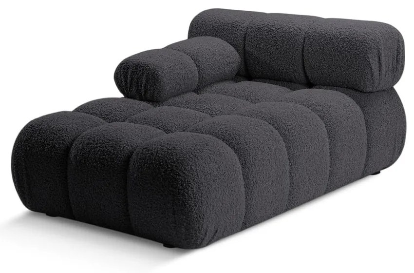 Antracytowy moduł sofy z materiału bouclé (lewostronny) Bellis – Micadoni Home