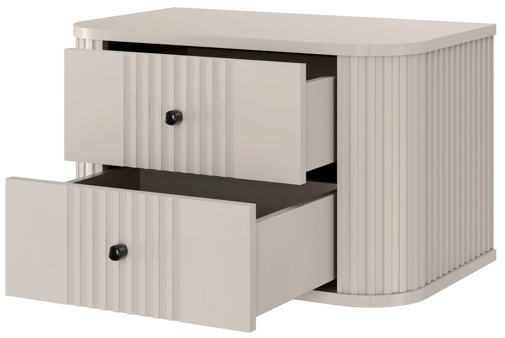 Zestaw szafek nocnych wiszących Vesper 56 cm - kaszmir / czarne uchwyty