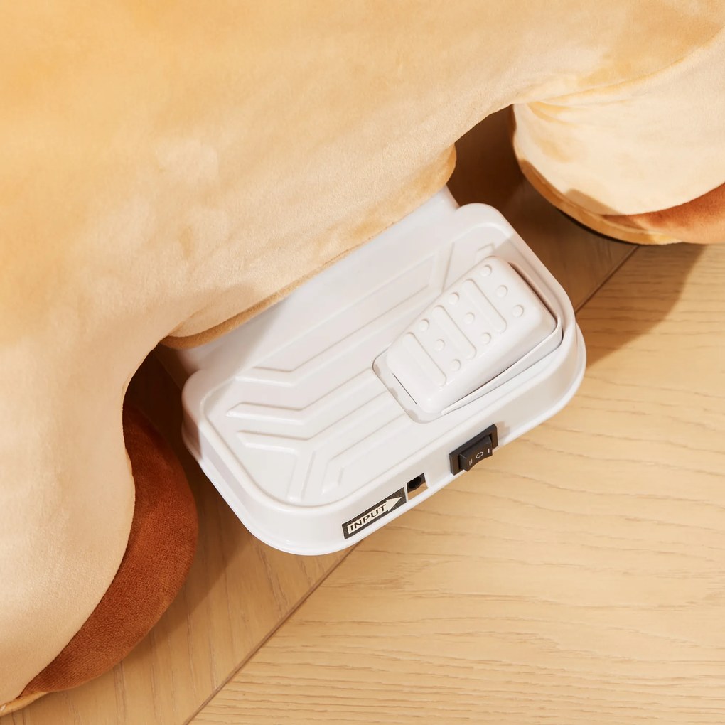 AIYAPLAY 6V Elektryczny koń do jazdy dla dzieci, na baterie, z funkcją muzyczną i ruchu do przodu, 18-36 miesięcy, Brązowy