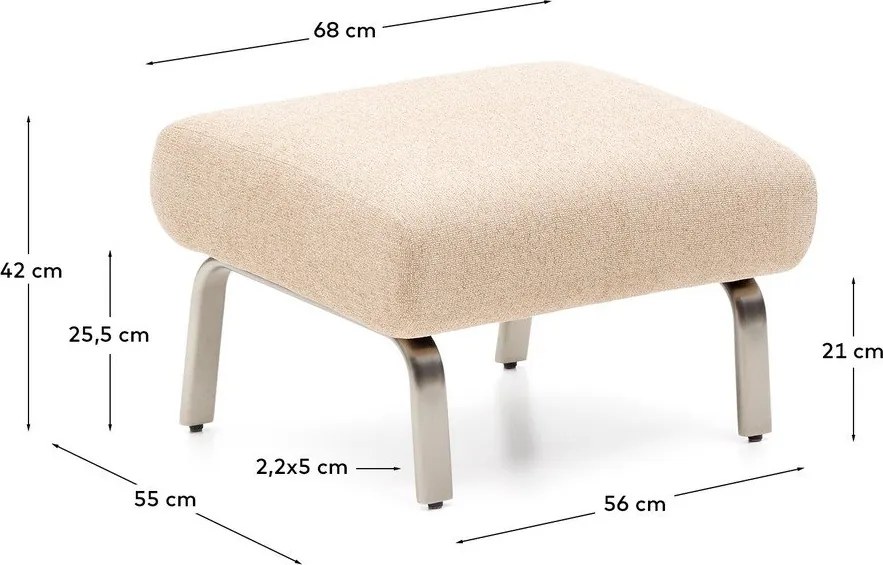 Jasnobrązowy podnóżek z tkaniny szenilowej Amsen – Kave Home