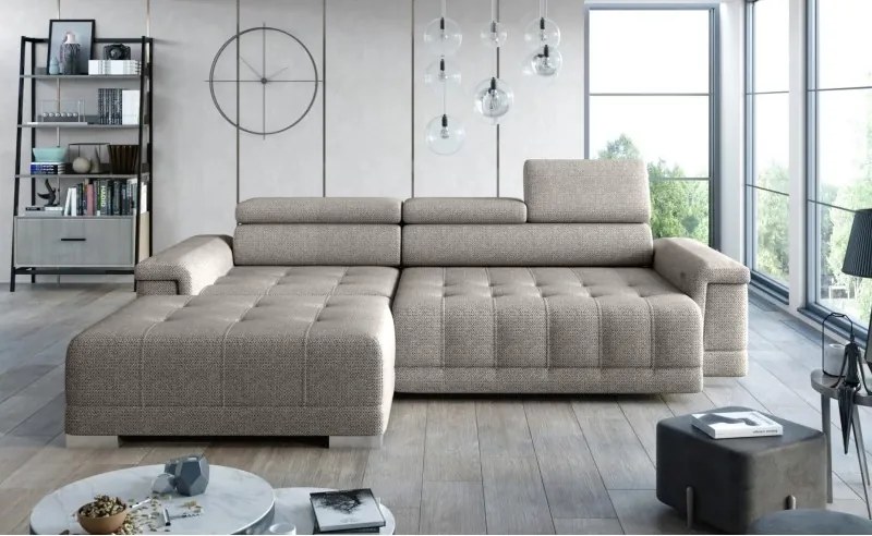 Narożnik CAMPO S z elektryczną regulacją siedziska Lewostronny w tkaninie MEMPHIS 05 WERSAL