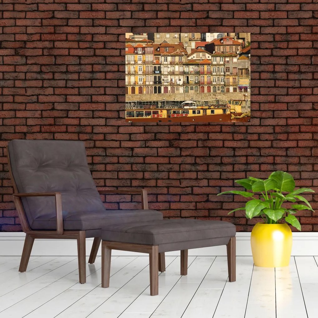 Obraz na szkle - Dzielnica Waterfront, Portugalia (70x50 cm)