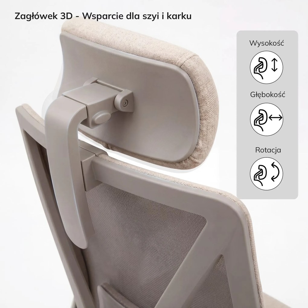 Fotel biurowy ergonomiczny jasnobeżowy VECTOR