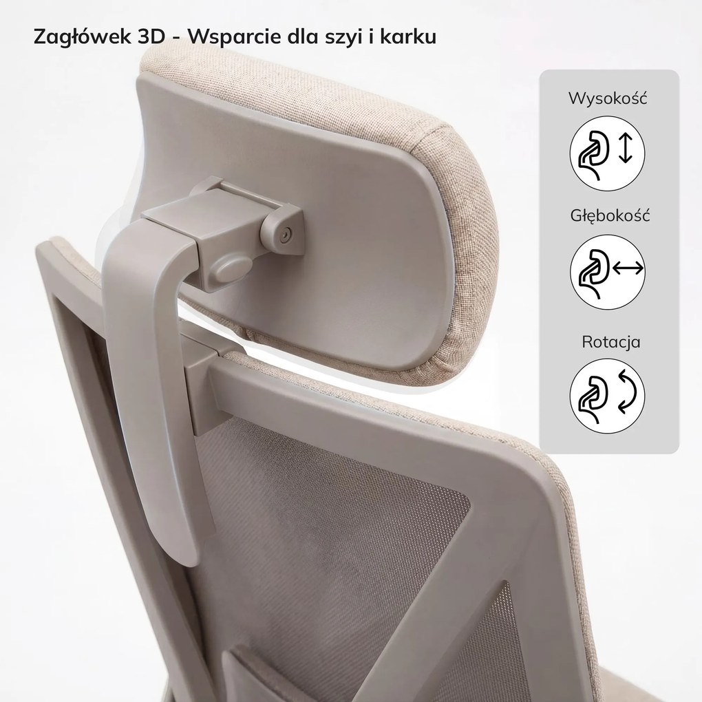 Fotel biurowy ergonomiczny obrotowy jasnobeżowy: VECTOR
