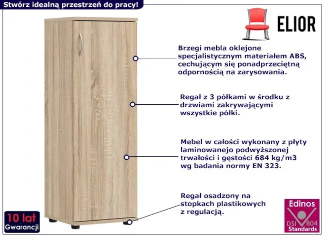 Minimalistyczny regał biurowy dąb sonoma - Lakris