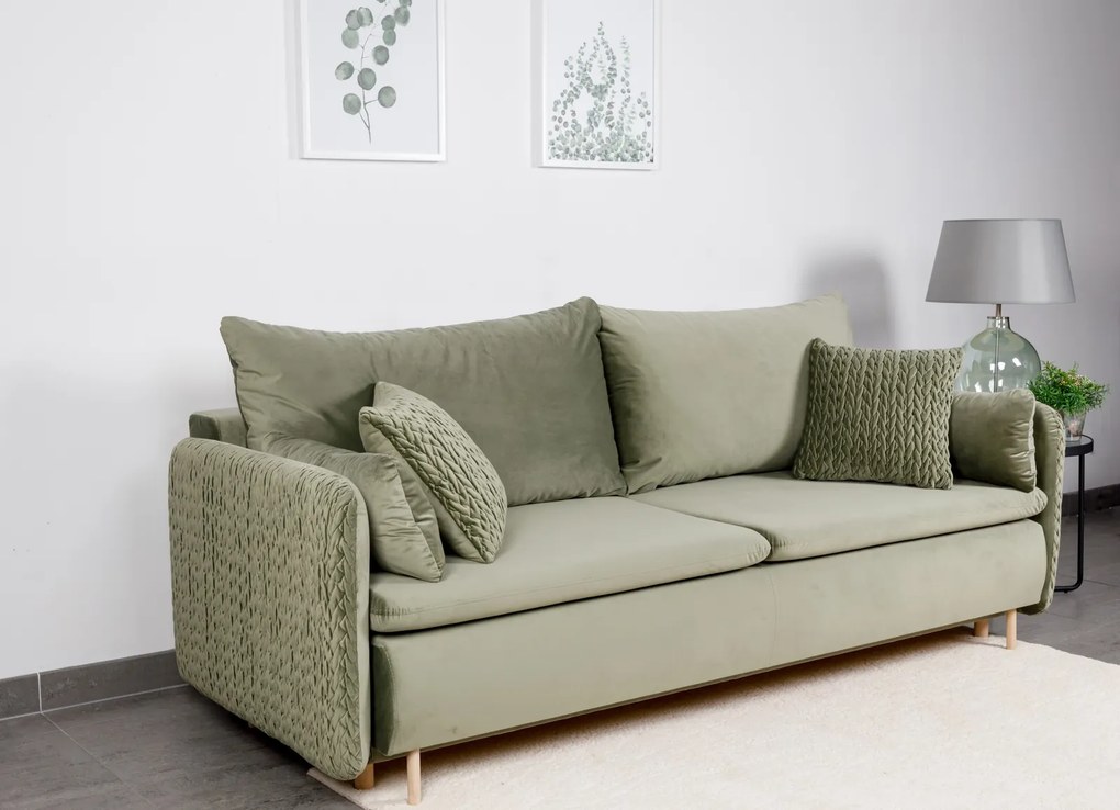 Sofa trzyosobowa z funkcją spania i poduszkami Luna