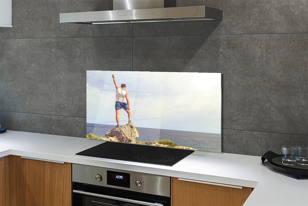 Szklany Panel Człowiek nad Morzem pod Niebem