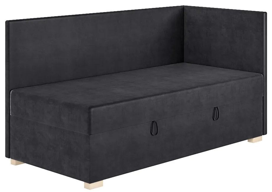 Ciemnoniebieskie narożne łóżko dziecięce ze schowkiem i materacem 90x200 cm Flexi – Ghado