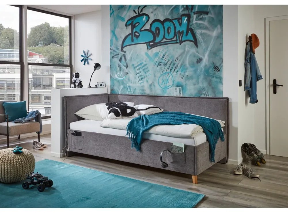 Szare łóżko dziecięce ze schowkiem 120x200 cm Fun – Meise Möbel