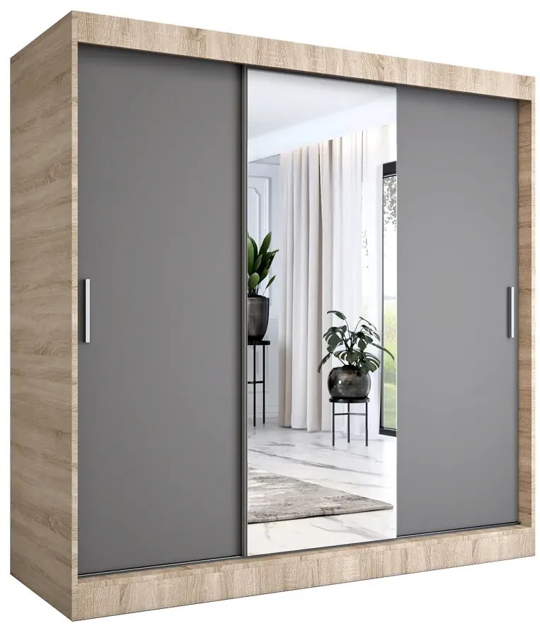 Szafa przesuwna dąb sonoma + antracyt 200 cm - Massi 6X