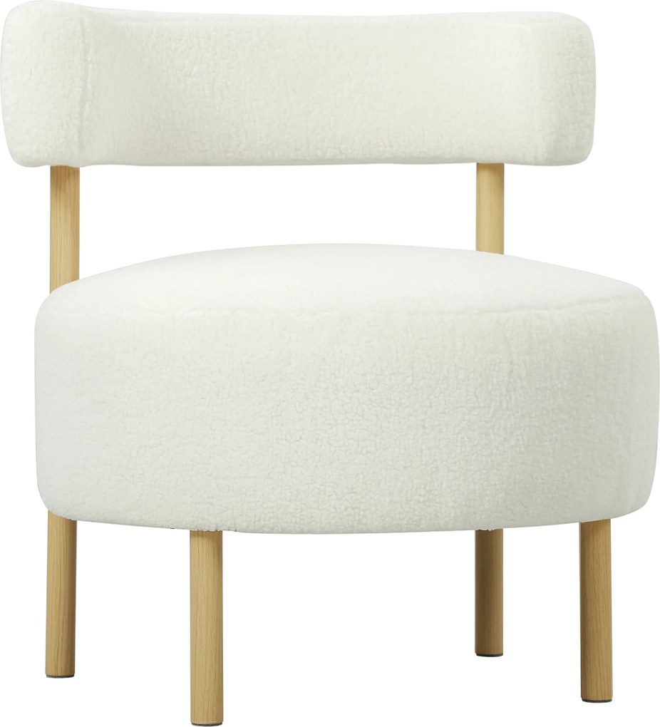 HOMCOM Fotel lounge fotel relaksacyjny z Sherpa-Fleece, metalowe nogi w wyglądzie drewna, tapicerowany fotel 67 x 67 x 71 cm kremowo-biały | Aosom PL