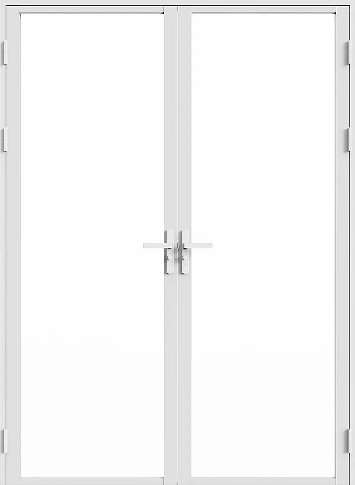Drzwi kompletne 2-skrzydłowe dwustronne z aluminium i szkła hartowanego - 2 x wys. 204 x szer. 73 cm - Biały - LOXTON