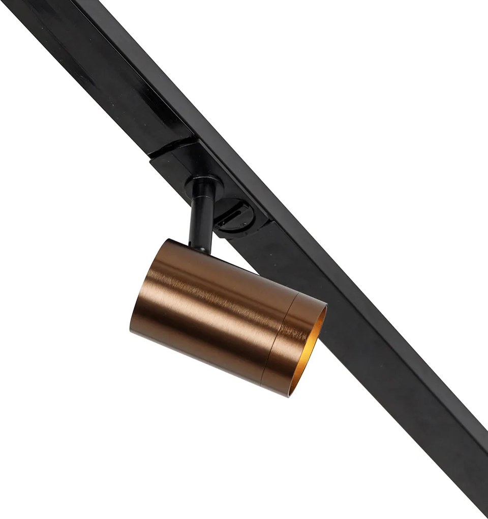 Nowoczesny system szynowy 1-fazowy w komplecie z 5 reflektorami WiFi GU10 w kolorze ciemnego brązu - Jeana