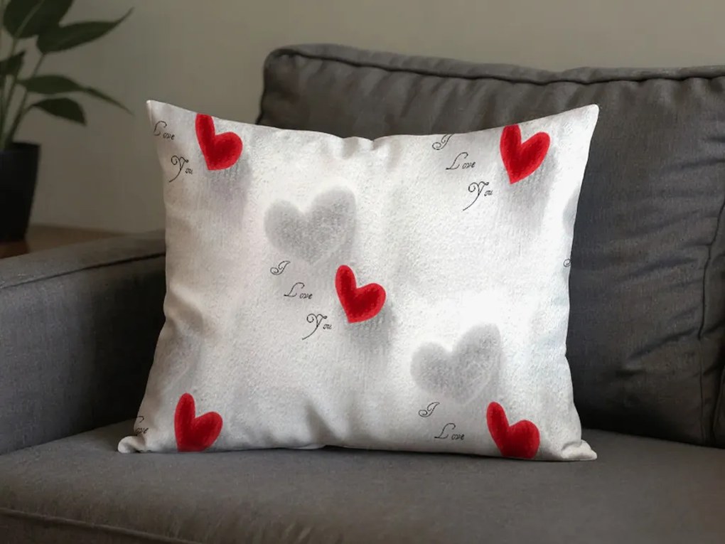 Zestaw 2 szt. dekoracyjnych poszewek na poduszki z mikrofibry HEARTIZIA 50x70 cm, jasnoszary