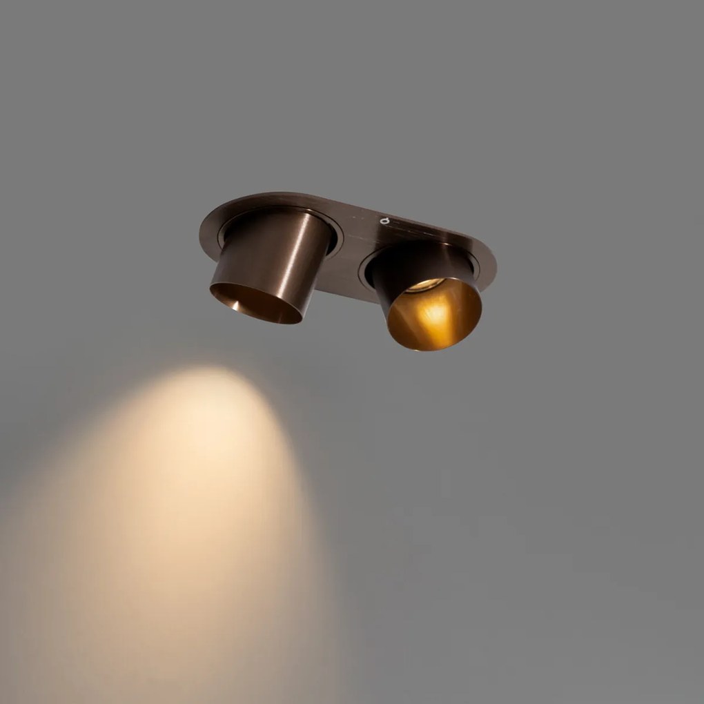 Okrągły plafon wpuszczany, ciemny brąz, GU10, 50 mm, 2-punktowy - Installa