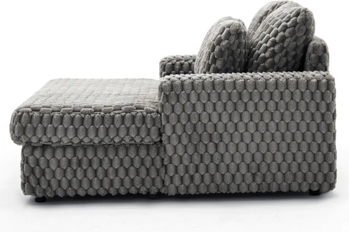 Fotel Wypoczynkowy Sofa KOBEL Szary Pluszowy Nowoczesny