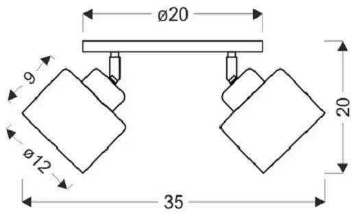 Lampa czarna sufitowa z dwoma reflektorami P2-S43