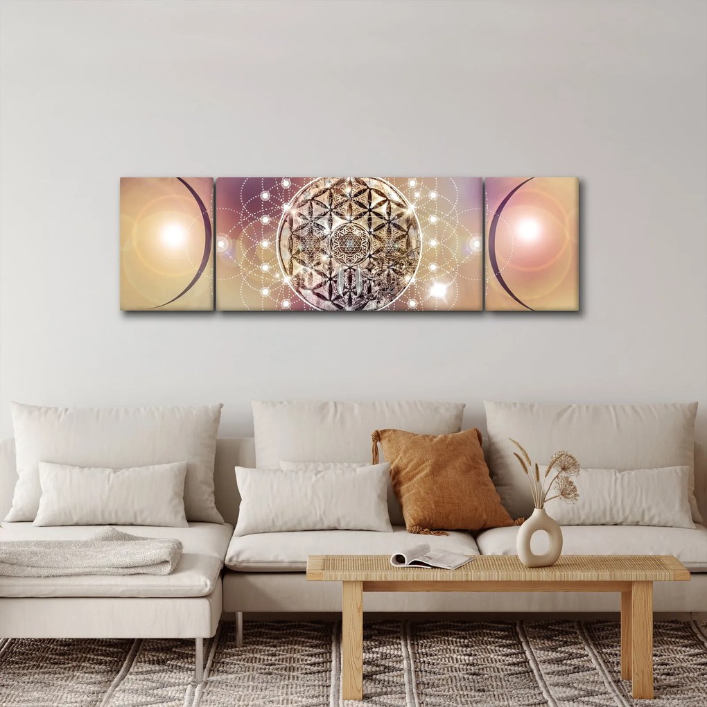Obraz - Mandala z elementami (170x50 cm)