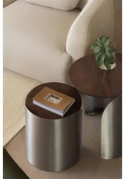 Okrągły Stolik Boczny Xireisa Z Drewna Mango I Stali Nierdzewnej Ø45 Cm - ↑55 Cm - Sklum