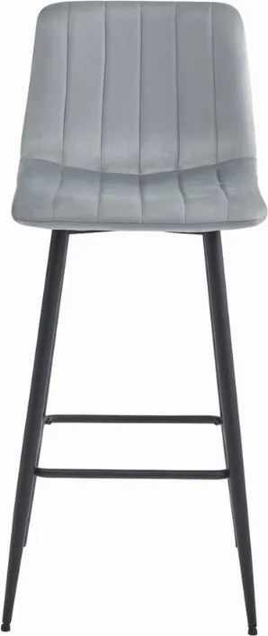 Jasnoszare krzesło barowe POZZA VELVET z czarnymi nogami