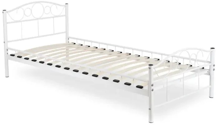 Białe metalowe łóżko pojedyncze 90x200 B4-K83