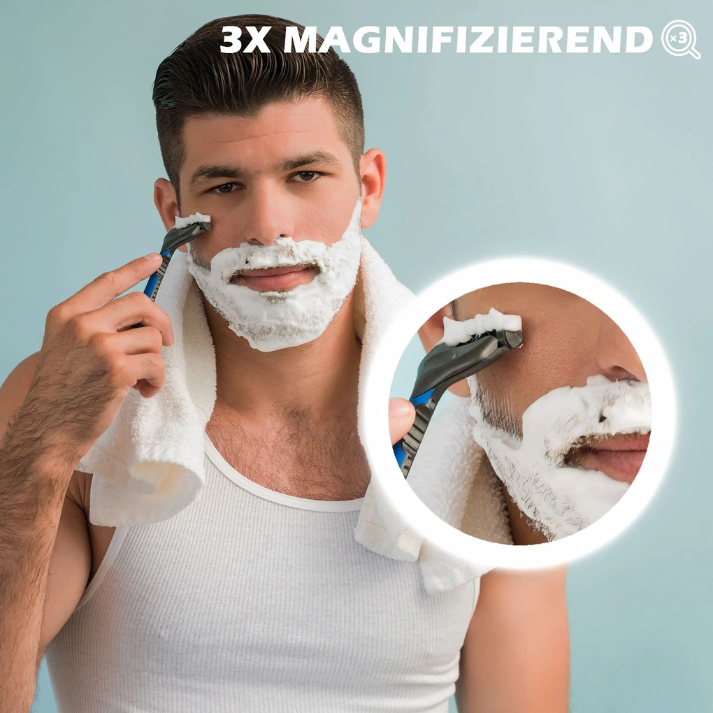 kleankin LED Lustrzko łazienkowe z 3x powiększeniem Oświetlenie 80x3 8x60cm Białe | Aosom PL