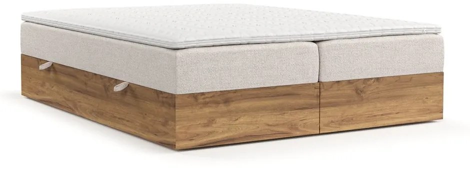 Beżowo-naturalne łóżko boxspring ze schowkiem 140x200 cm Faro – Maison de Rêve