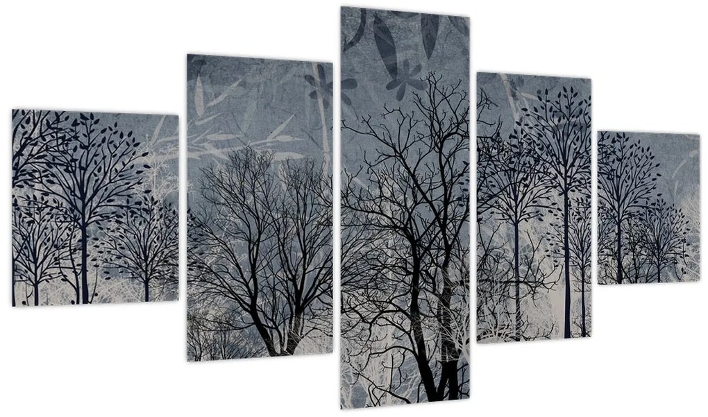 Obraz - Sylwetki drzew z liśćmi (125x70 cm)