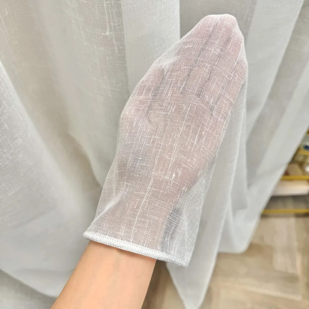 Firana gładka batyst len Kremowa bez wzorów elegancka - wys. 300 cm