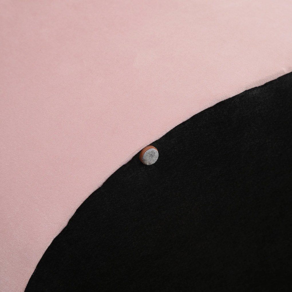 HOMCOM Ławka tapicerowana ze schowkiem skrzynia owalny kształt poliester drewno kolor różowy