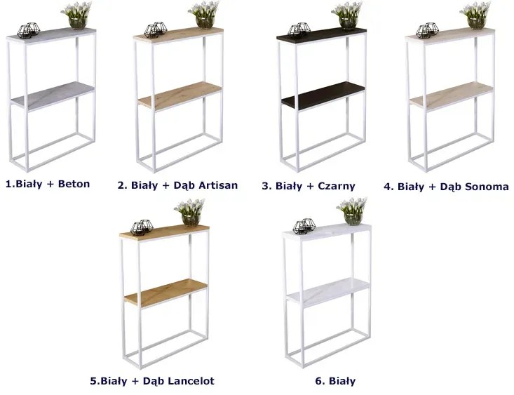 Loftowa konsola z półkami biały + czarny E5-K05