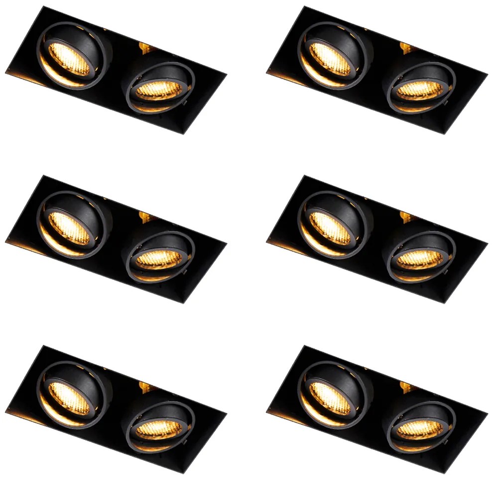 Zestaw 6 reflektorów wpuszczanych czarnych, regulowanych, bezramkowych, 2-punktowych - Oneon Honey