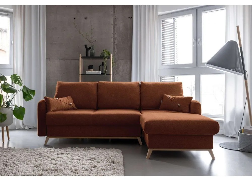 Ceglasty narożnik rozkładany Miuform Scandic Lagom, prawostronny