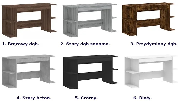 Czarne długie biurko z półkami A0-T02