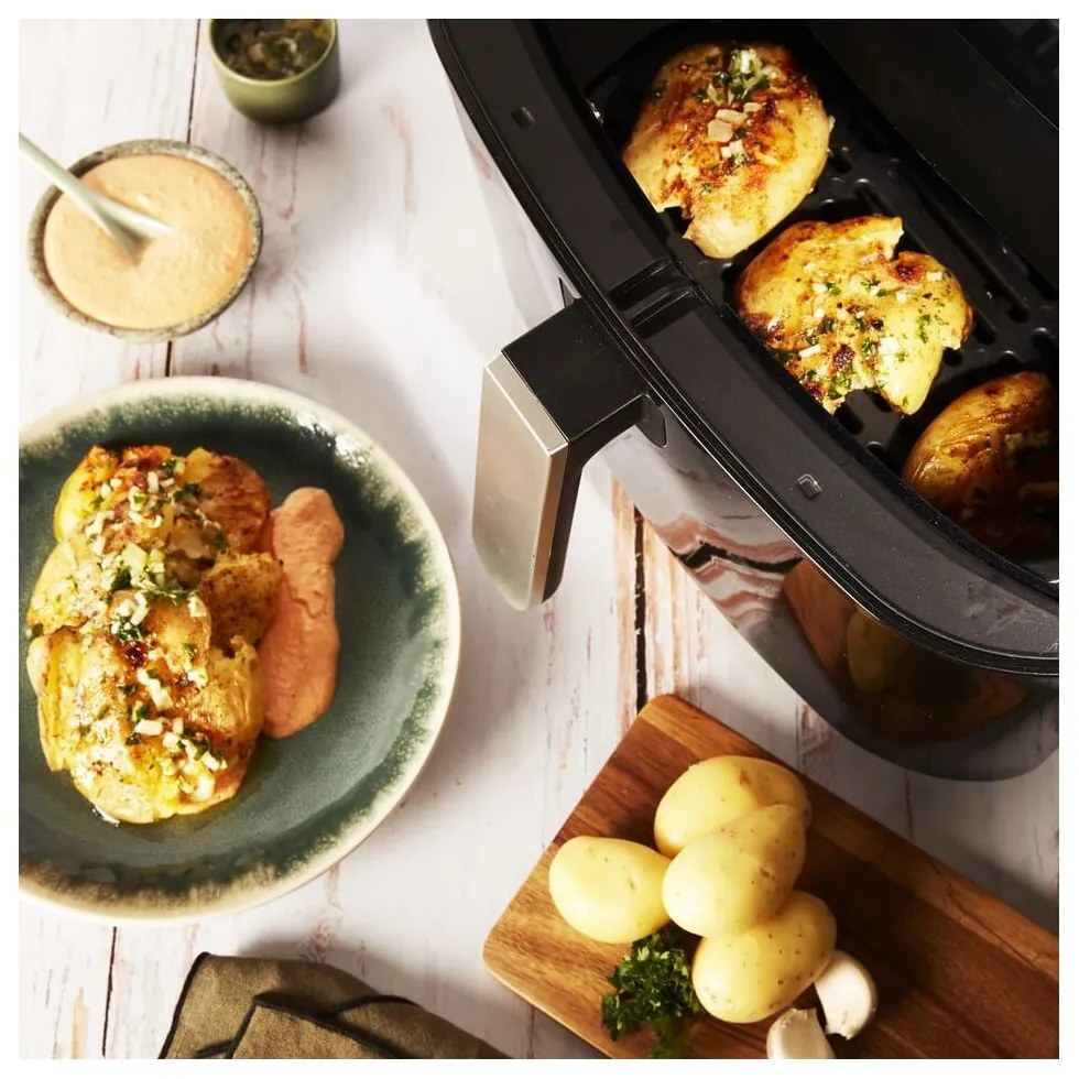 Czarna frytkownica beztłuszczowa EASY FRY&GRILL STEAM+ FW201815 – Tefal